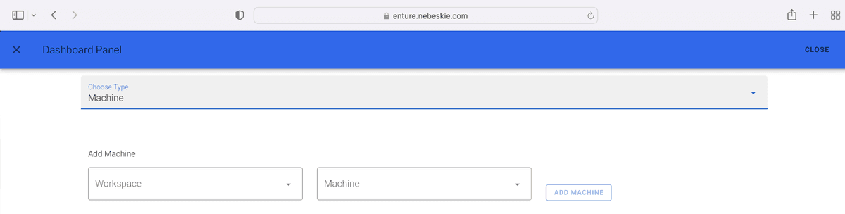 Configuration screen for Machine Widget
