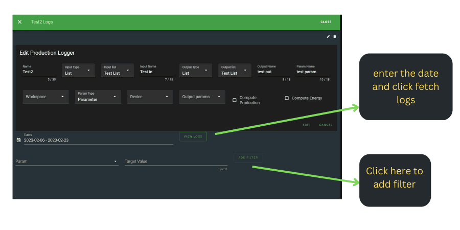 Viewing Production Logs