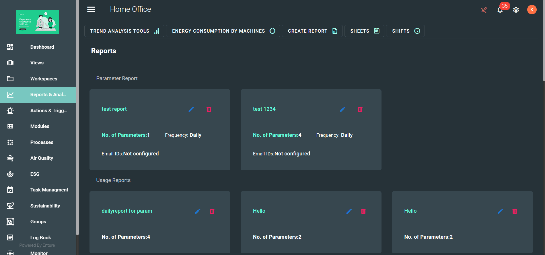 Reports & Analysis with Settings Mode
