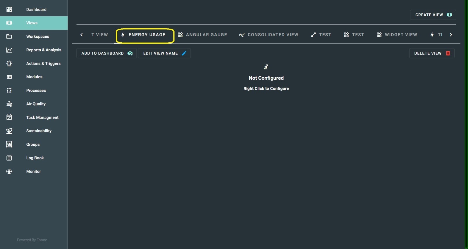 Energy Usage View Creation Step 1